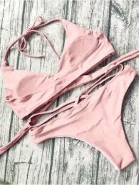 ZAFUL Pink Bikini Set | Size 8 | Scoop Neck | Tie Back | NWOT